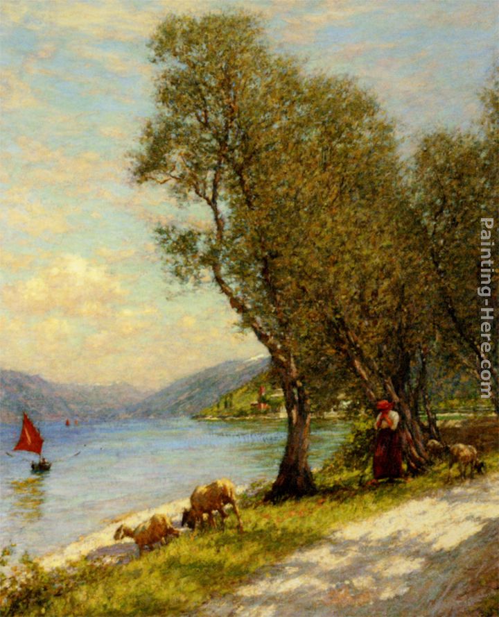 Veronese shepherdess Lake Garda painting - Henry Herbert La Thangue Veronese shepherdess Lake Garda art painting